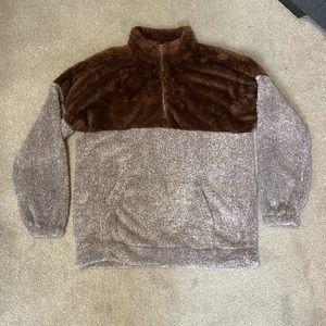 Zenana Quarter Zip Sherpa Pullover